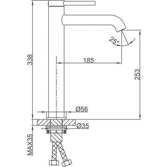 Смеситель для раковины высокий Gappo G06-6 G1006-26, чёрный, Цвет производителя: чёрный фото 21