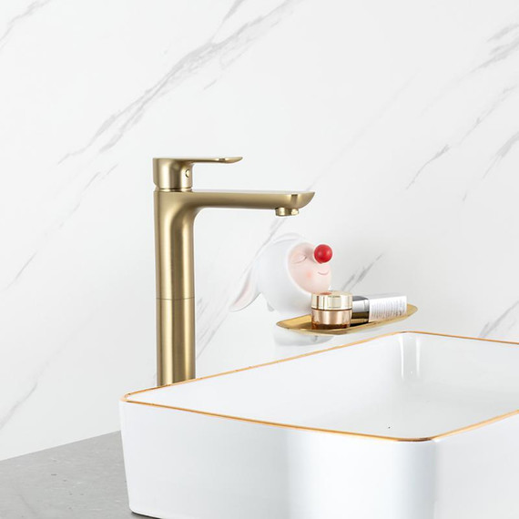 Смеситель для раковины высокий Gappo G48-3 G1048-32, золото сатин, Цвет производителя: золото сатин фото 6