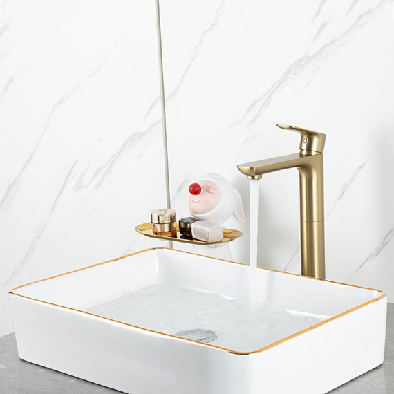 Смеситель для раковины высокий Gappo G48-3 G1048-32, золото сатин, Цвет производителя: золото сатин фото 10