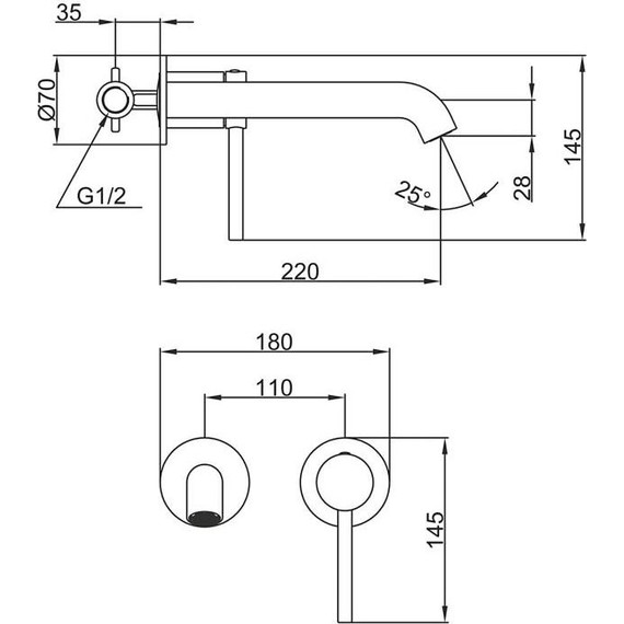 Смеситель для раковины настенный Gappo G06-3 G1206-3, золото сатин, Цвет производителя: золото сатин фото 2
