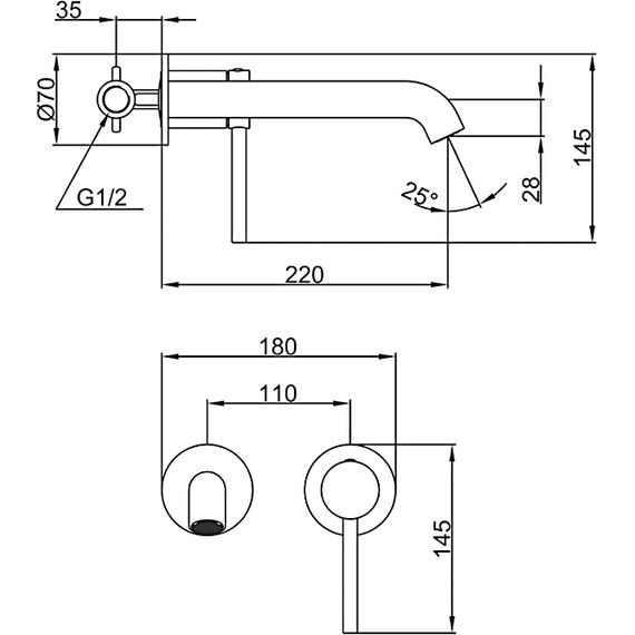 Смеситель для раковины настенный Gappo G06-9 G1206-9, оружейная сталь, Цвет производителя: оружейная сталь фото 3