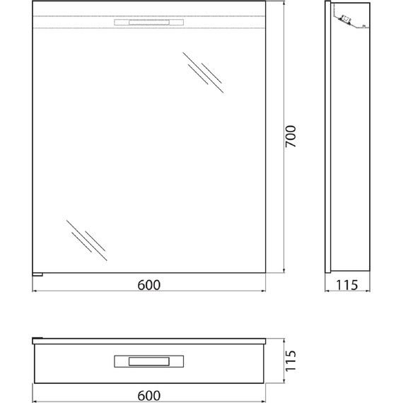 Зеркало-шкаф BelBagno SPC-1A-DL-BL-600 60 см, хром фото 11
