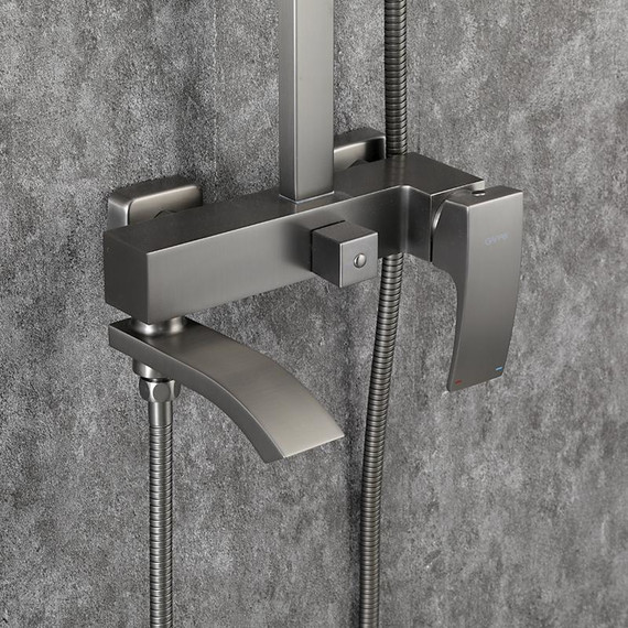 Душевая стойка с выдвижным изливом Gappo G07-9 G2407-9, оружейная сталь фото 25