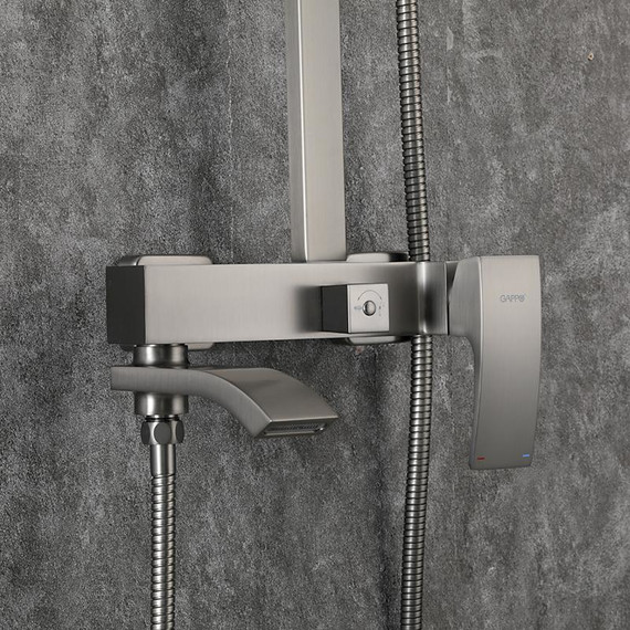 Душевая стойка с выдвижным изливом Gappo G07-9 G2407-9, оружейная сталь фото 26