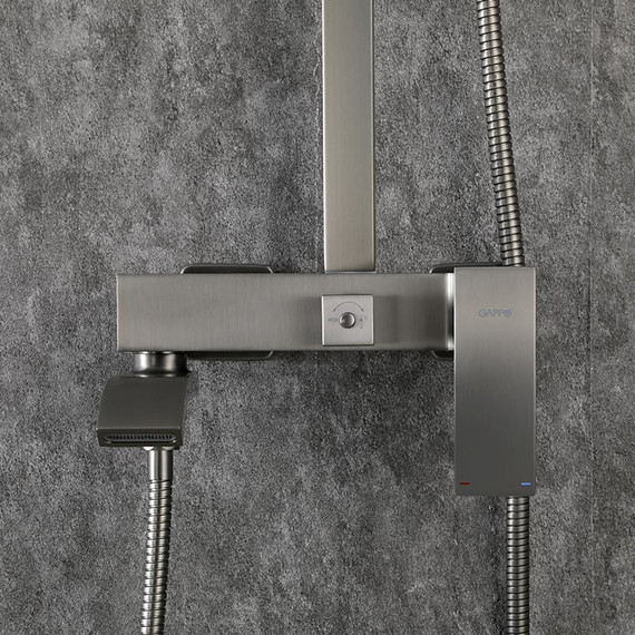 Душевая стойка с выдвижным изливом Gappo G07-9 G2407-9, оружейная сталь фото 27