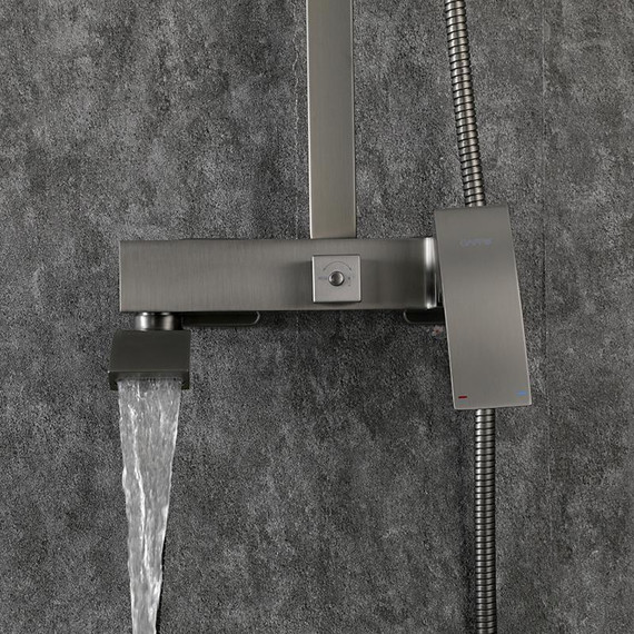 Душевая стойка с выдвижным изливом Gappo G07-9 G2407-9, оружейная сталь фото 28