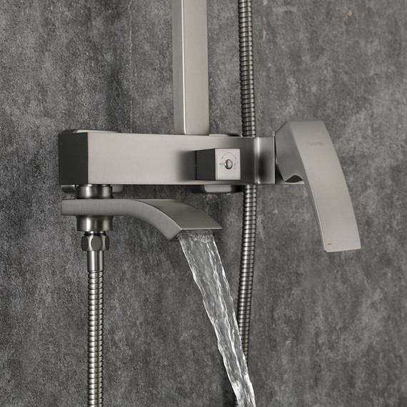 Душевая стойка с выдвижным изливом Gappo G07-9 G2407-9, оружейная сталь фото 30