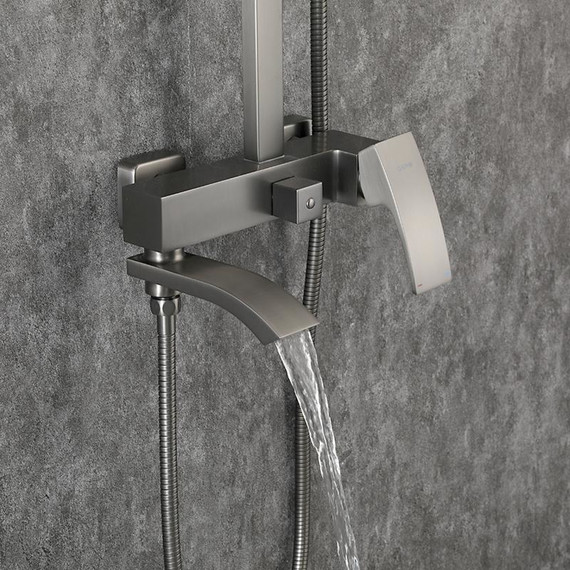 Душевая стойка с выдвижным изливом Gappo G07-9 G2407-9, оружейная сталь фото 31