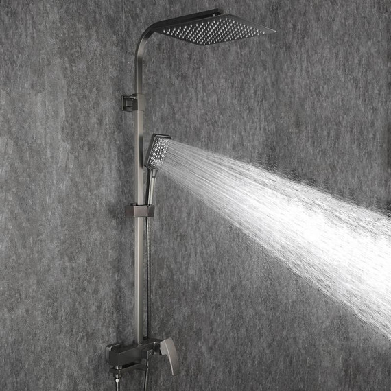 Душевая стойка с выдвижным изливом Gappo G07-9 G2407-9, оружейная сталь фото 41