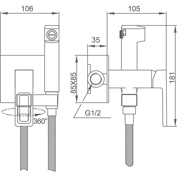 Набор для гигиенического душа Gappo G17-3 G7217-13, золото сатин, Цвет производителя: золото сатин фото 2