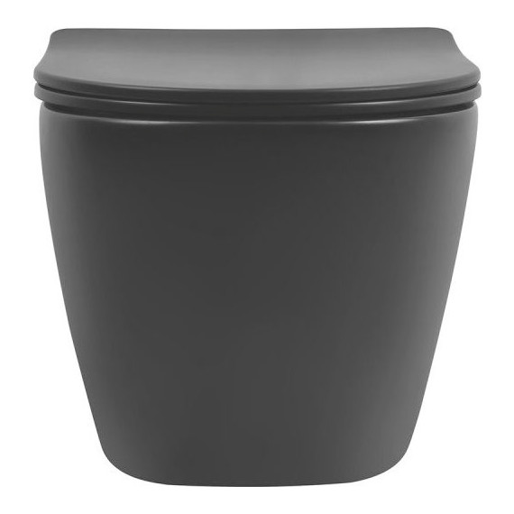 Унитаз подвесной безободковый Abber Bequem AC1100TMB с крышкой микролифт, чёрный матовый (система смыва Торнадо), Цвет производителя: чёрный матовый - 2 Унитаз подвесной безободковый Abber Bequem AC1100TMB с крышкой микролифт, чёрный матовый (система смыва Торнадо), Цвет производителя: чёрный матовый фото 2