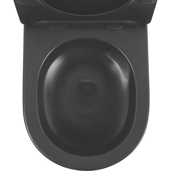 Унитаз подвесной безободковый Abber Bequem AC1100TMB с крышкой микролифт, чёрный матовый (система смыва Торнадо), Цвет производителя: чёрный матовый - 6 Унитаз подвесной безободковый Abber Bequem AC1100TMB с крышкой микролифт, чёрный матовый (система смыва Торнадо), Цвет производителя: чёрный матовый фото 6