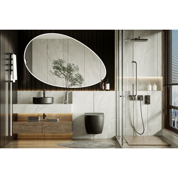 Унитаз подвесной безободковый Abber Bequem AC1100TMB с крышкой микролифт, чёрный матовый (система смыва Торнадо), Цвет производителя: чёрный матовый - 7 Унитаз подвесной безободковый Abber Bequem AC1100TMB с крышкой микролифт, чёрный матовый (система смыва Торнадо), Цвет производителя: чёрный матовый фото 7