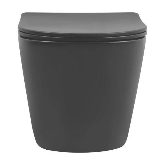 Унитаз подвесной безободковый Abber Bequem AC1102TMB с крышкой микролифт, чёрный матовый (система смыва Торнадо), Цвет производителя: чёрный матовый фото 2