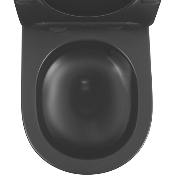 Унитаз подвесной безободковый Abber Bequem AC1102TMB с крышкой микролифт, чёрный матовый (система смыва Торнадо), Цвет производителя: чёрный матовый фото 6