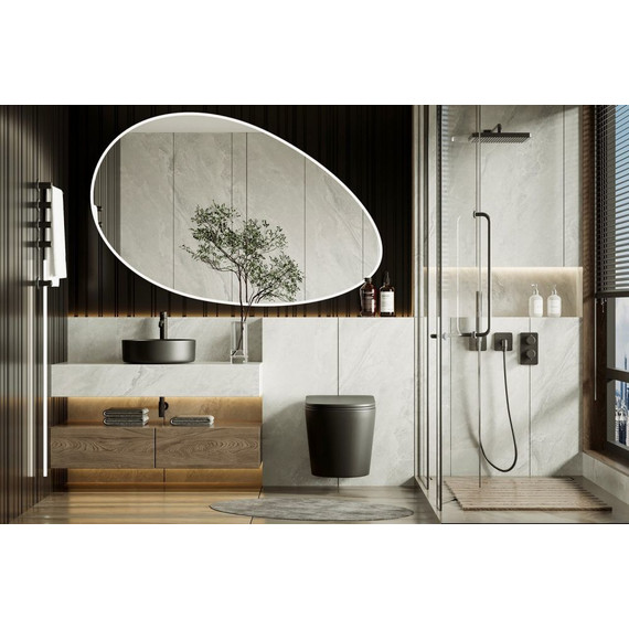 Унитаз подвесной безободковый Abber Bequem AC1102TMB с крышкой микролифт, чёрный матовый (система смыва Торнадо), Цвет производителя: чёрный матовый фото 7