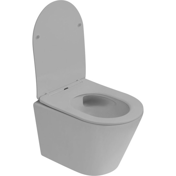 Унитаз подвесной безободковый Abber Bequem AC1102TMG с крышкой микролифт, серый матовый (система смыва Торнадо), Цвет производителя: серый - 3 Унитаз подвесной безободковый Abber Bequem AC1102TMG с крышкой микролифт, серый матовый (система смыва Торнадо), Цвет производителя: серый фото 3