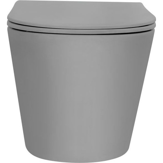 Унитаз подвесной безободковый Abber Bequem AC1102TMG с крышкой микролифт, серый матовый (система смыва Торнадо), Цвет производителя: серый - 4 Унитаз подвесной безободковый Abber Bequem AC1102TMG с крышкой микролифт, серый матовый (система смыва Торнадо), Цвет производителя: серый фото 4