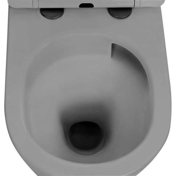 Унитаз подвесной безободковый Abber Bequem AC1102TMG с крышкой микролифт, серый матовый (система смыва Торнадо), Цвет производителя: серый - 6 Унитаз подвесной безободковый Abber Bequem AC1102TMG с крышкой микролифт, серый матовый (система смыва Торнадо), Цвет производителя: серый фото 6