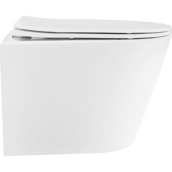 Унитаз подвесной безободковый Abber Bequem AC1102TMW с крышкой микролифт, белый матовый (система смыва Торнадо), Цвет производителя: белый матовый фото 2