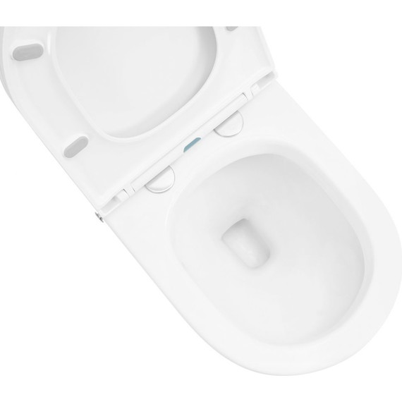 Унитаз подвесной безободковый с импульсным смывом Abber Bequem AC1108P с крышкой микролифт, белый фото 4