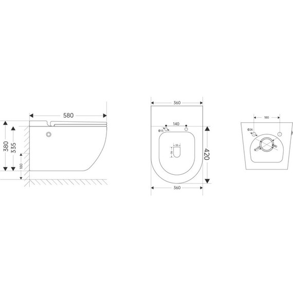 Унитаз подвесной безободковый с импульсным смывом Abber Bequem AC1108P с крышкой микролифт, белый фото 5
