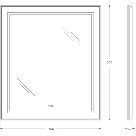 Зеркало BelBagno 70x80 см SPC-KRAFT-700-800-LED-TCH-WARM-NERO - 9 Зеркало BelBagno 70x80 см SPC-KRAFT-700-800-LED-TCH-WARM-NERO фото 9