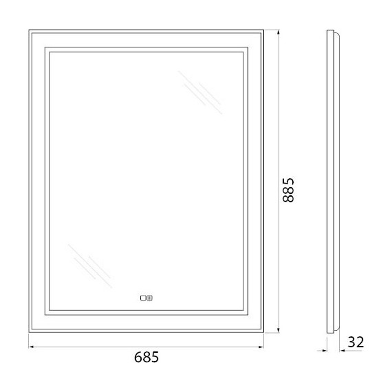 Зеркало BelBagno 68x88 см SPC-KRAFT-685-885-TCH-WARM-NERO, черный - 11 Зеркало BelBagno 68x88 см SPC-KRAFT-685-885-TCH-WARM-NERO, черный фото 11