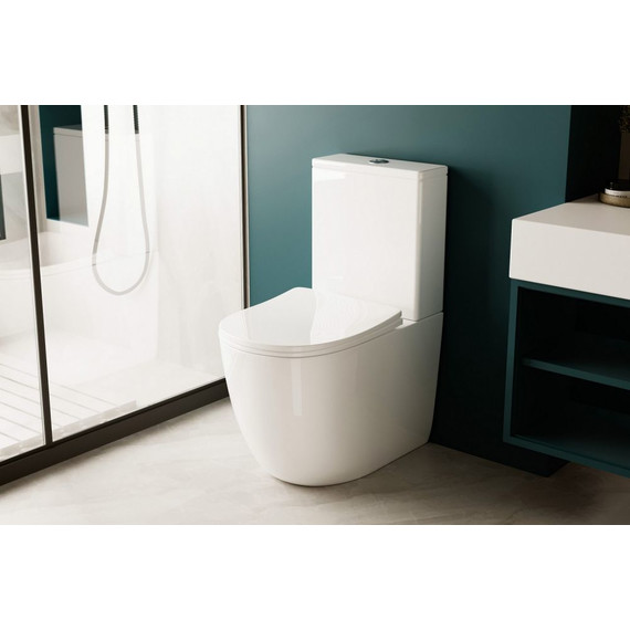 Унитаз-компакт безободковый Abber Bequem AC1110T с крышкой микролифт, белый (система смыва Торнадо) - 7 Унитаз-компакт безободковый Abber Bequem AC1110T с крышкой микролифт, белый (система смыва Торнадо) фото 7