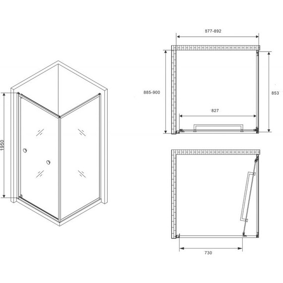 Душевое ограждение Abber Schwarzer Diamant 90x90 см AG0A090, хром/прозрачное фото 4