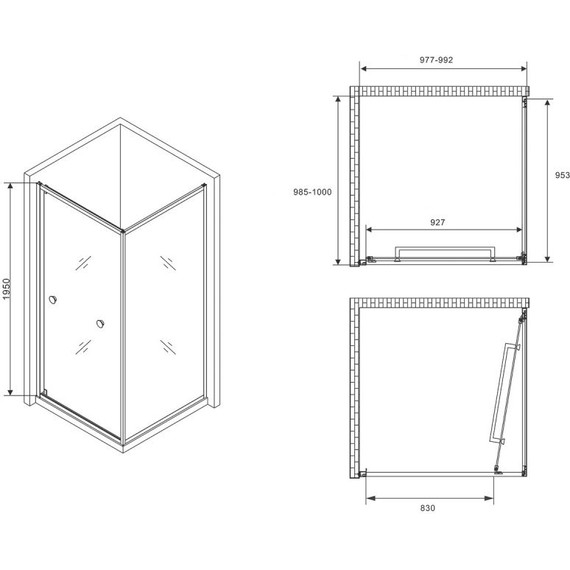 Душевое ограждение Abber Schwarzer Diamant 100x100 см AG0A100, хром/прозрачное фото 4