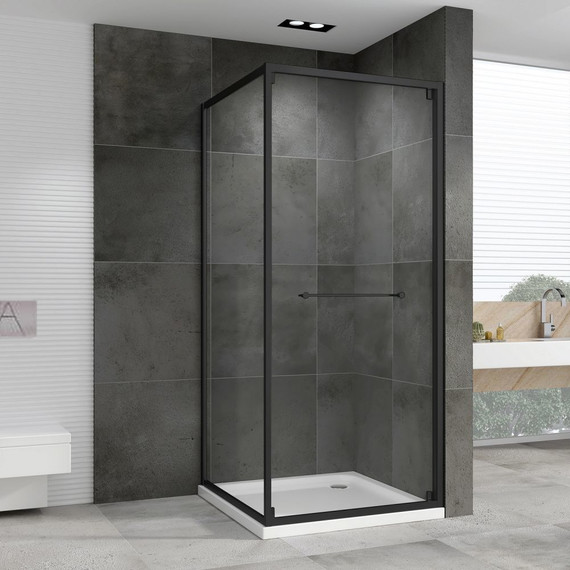 Душевое ограждение Abber Schwarzer Diamant 100x100 см AG0A100B, чёрный/прозрачное фото 2