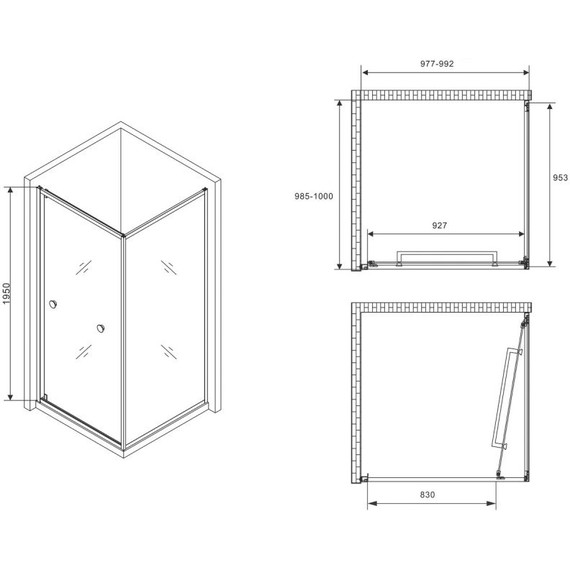 Душевое ограждение Abber Schwarzer Diamant 100x100 см AG0A100B, чёрный/прозрачное фото 4