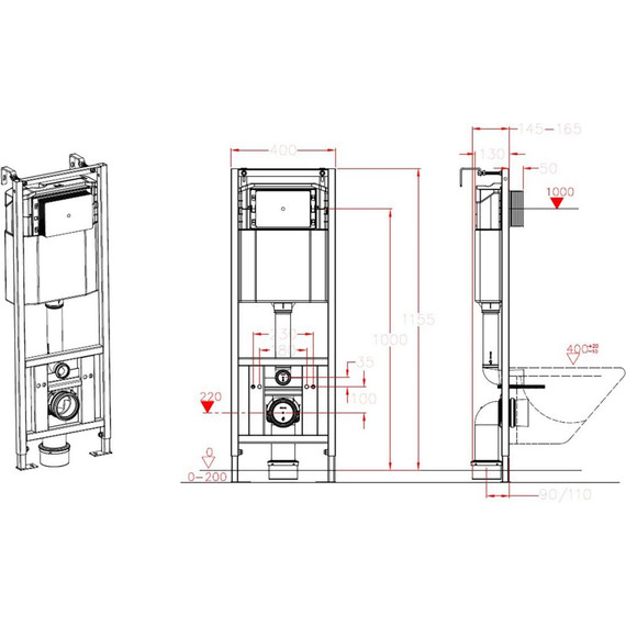 Инсталляция для подвесного унитаза Azario AZ-H401A - 3 Инсталляция для подвесного унитаза Azario AZ-H401A фото 3