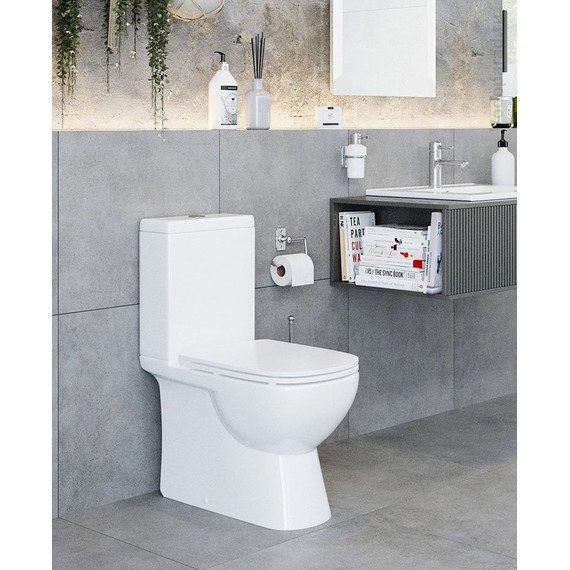 Унитаз-компакт Sanita Luxe Quadro WC.CC/Quadro/2-SlimDM/WHT.G/S1 с крышкой микролифт фото 
