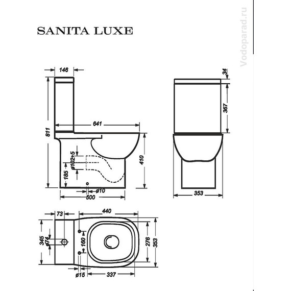 Унитаз-компакт Sanita Luxe Quadro WC.CC/Quadro/2-SlimDM/WHT.G/S1 с крышкой микролифт фото 7