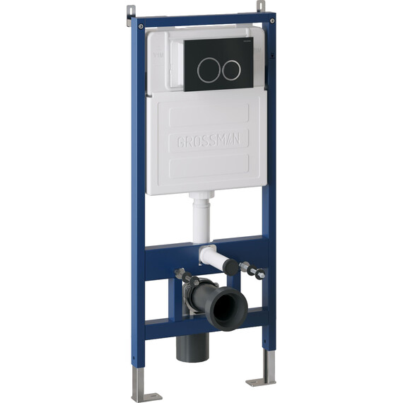Инсталляция с подвесным унитазом комплект: Grossman Galaxy 900.K31.01.000 с подвесным безободковым унитазом GR-4478BMS сиденье микролифт, крепление, кнопка смыва 700.K31.01.210.210 чёрный матовый фото 2