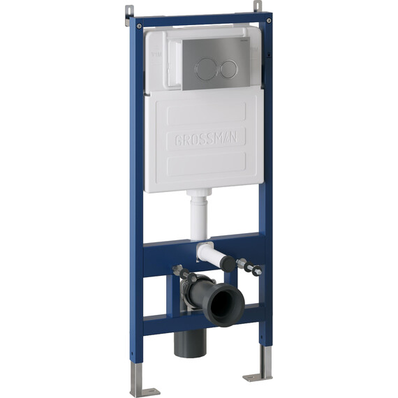 Инсталляция с подвесным унитазом комплект: Grossman Galaxy 900.K31.01.000 с подвесным безободковым унитазом GR-4479SQ сиденье микролифт, крепление, кнопка смыва 700.K31.01.110.110 хром матовый фото 2