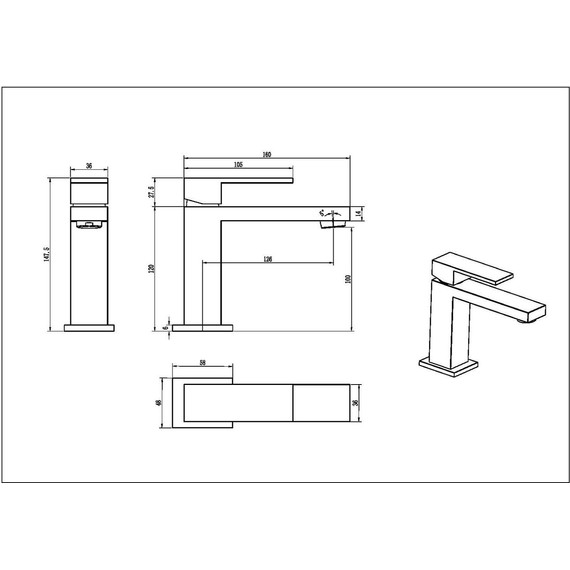 Смеситель для раковины Boheme Qubic 471-GM, графит - 3 Смеситель для раковины Boheme Qubic 471-GM, графит фото 3