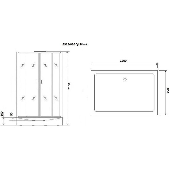 Душевая кабина Niagara Premium 120x80 см NG-6912-01QL BLACK, чёрный/тонированное (безсиликоновая сборка) фото 11