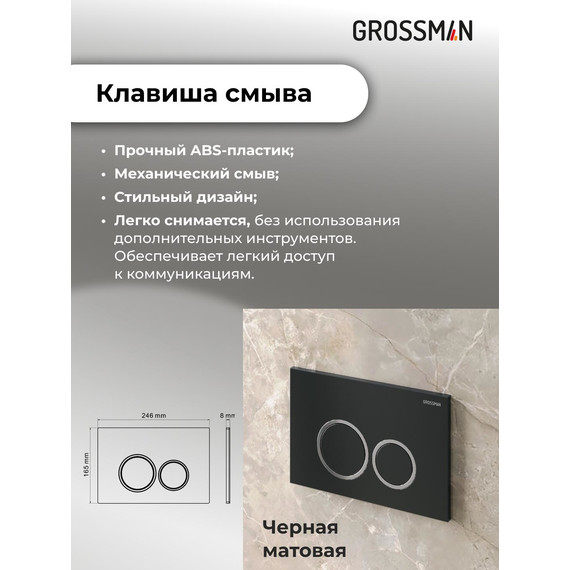 Кнопка смыва Grossman Galaxy 700.K31.01.210.210, чёрный матовый фото 3