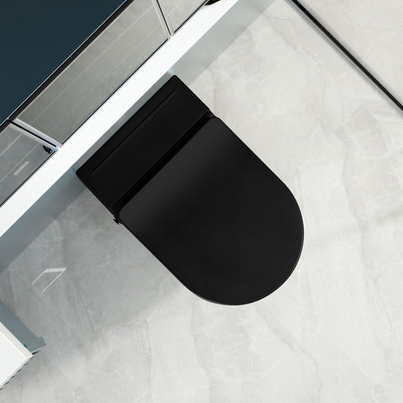 Унитаз подвесной безободковый с импульсным смывом Abber Bequem AC1108PMB с крышкой микролифт, чёрный фото 8