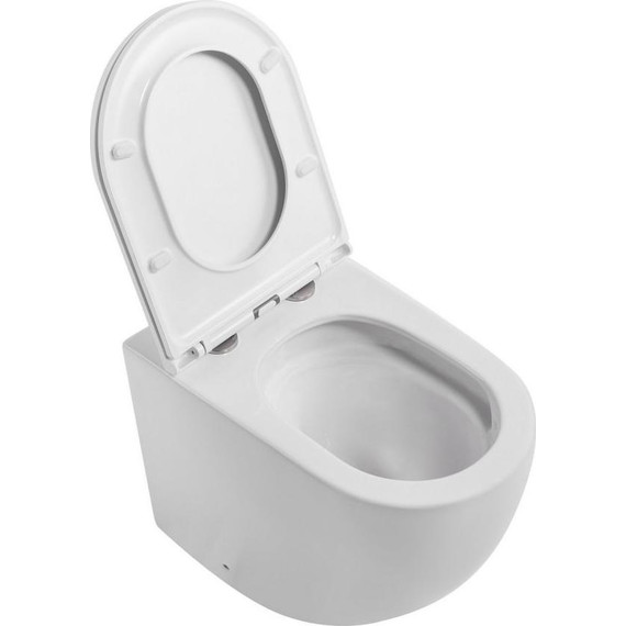 Унитаз приставной безободковый Abber Bequem AC1111TMW с крышкой микролифт, белый матовый (выпуск горизонтальный), Цвет производителя: белый матовый фото 4