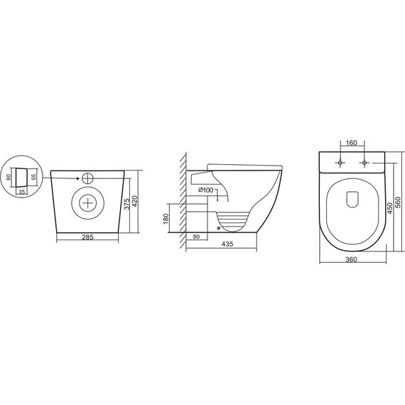 Унитаз приставной безободковый Abber Bequem AC1111TMW с крышкой микролифт, белый матовый (выпуск горизонтальный), Цвет производителя: белый матовый фото 9