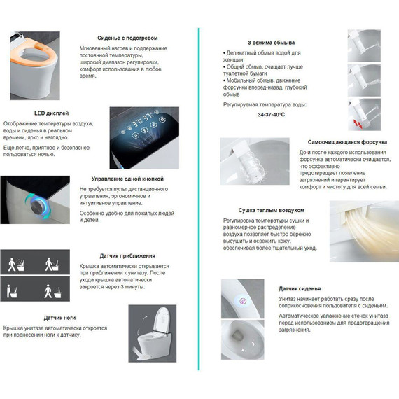 Электронный импульсный унитаз-биде Abber Rechteck AC1215S с крышкой микролифт фото 2