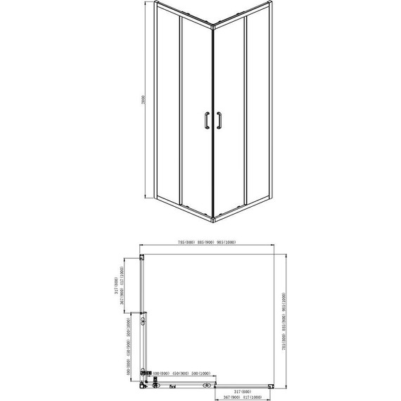Душевое ограждение Aquatek 80x80 см AQ ARI KV 08020GM, оружейная сталь/прозрачное фото 8