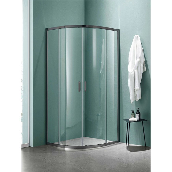 Душевое ограждение Aquatek 90x90 см AQ ARI RO 09020GM, оружейная сталь/прозрачное фото 
