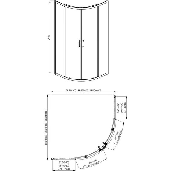 Душевое ограждение Aquatek 90x90 см AQ ARI RO 09020GM, оружейная сталь/прозрачное фото 6