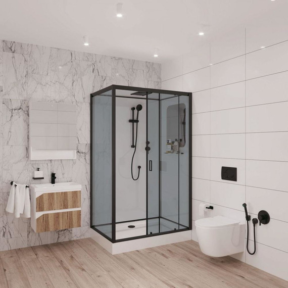 Душевая кабина Niagara Premium 120x80 см NG-6912-01QR BLACK, чёрный/тонированное (безсиликоновая сборка) фото 3