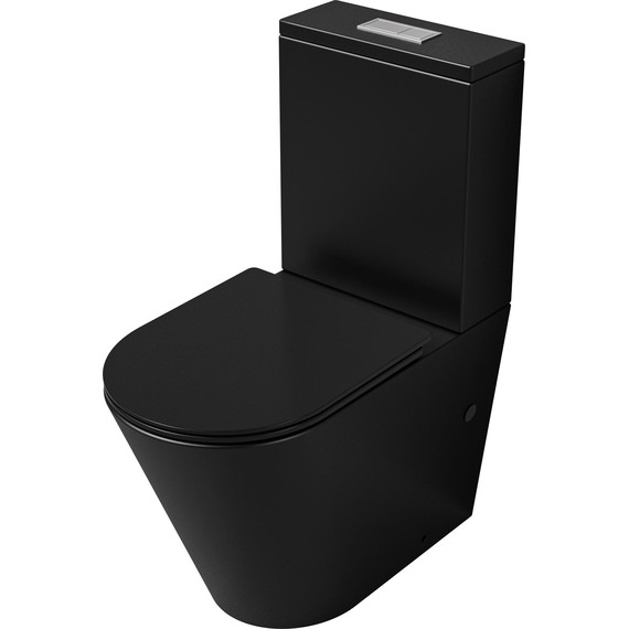 Унитаз-компакт безободковый Grossman GR-4458BMSQ с крышкой микролифт, чёрный матовый (Система смыва торнадо), Цвет производителя: чёрный матовый фото 2